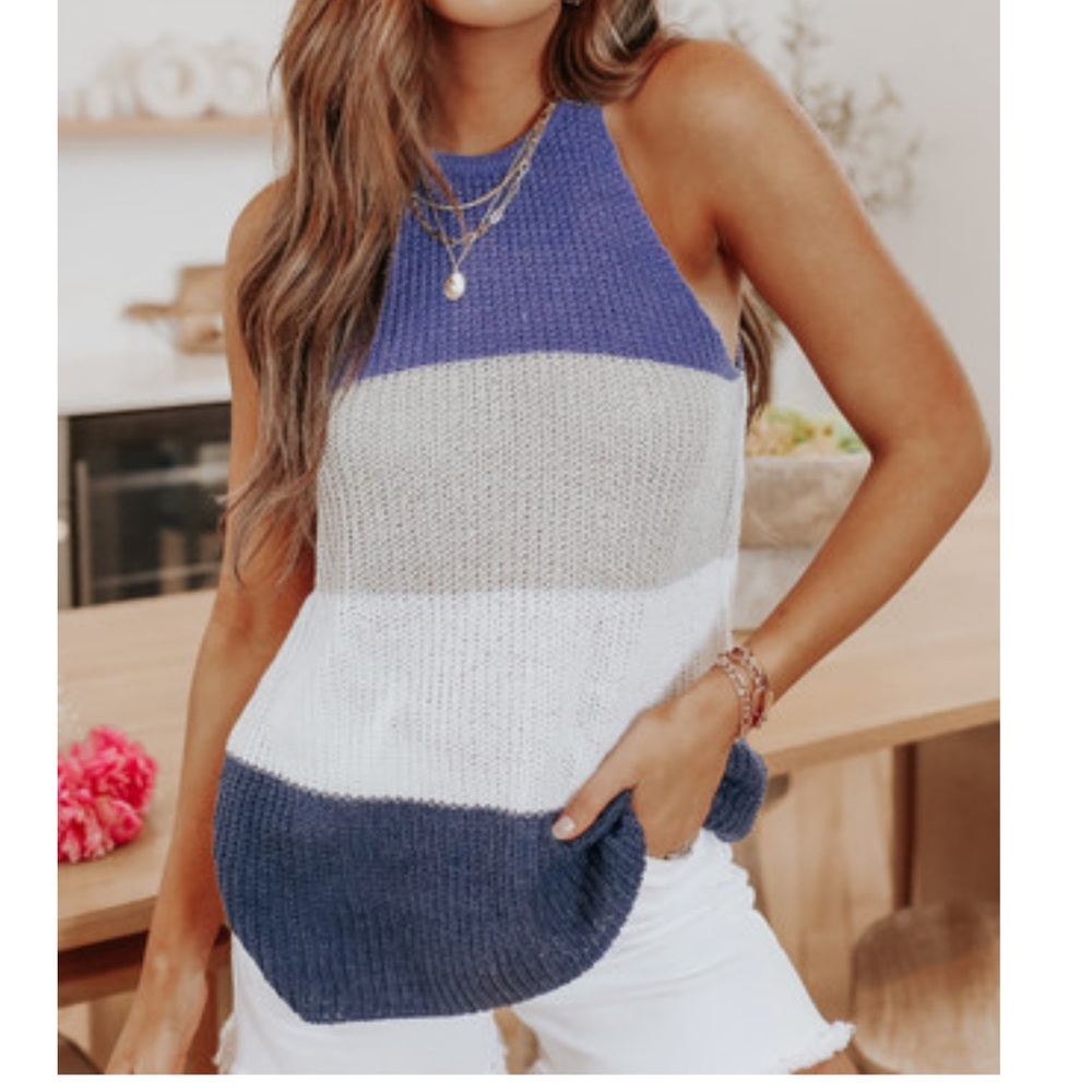Colorblick Sleeveless sweater top